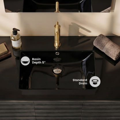 36" Vanity Sink Top in Glossy Black
