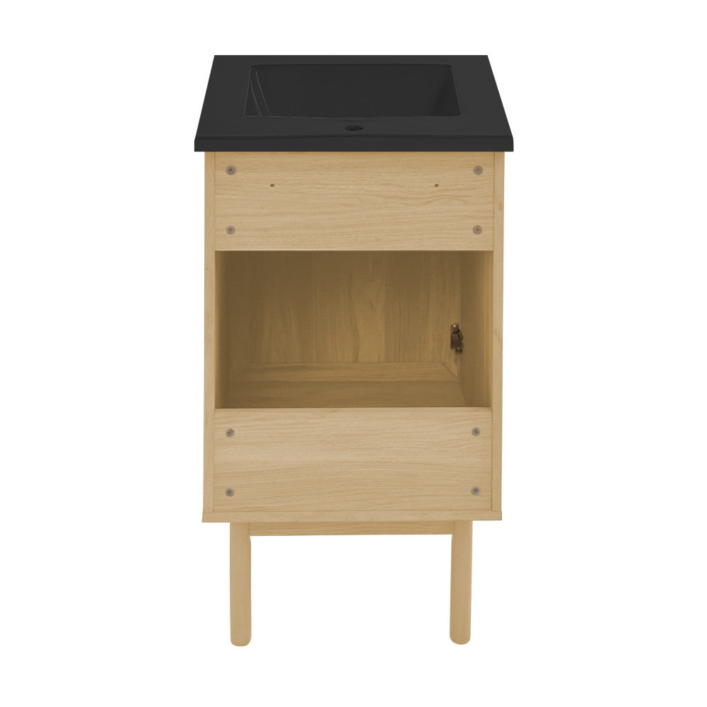 Classe 18" Freestanding Bathroom Vanity in Natural Oak with Black Sink Top