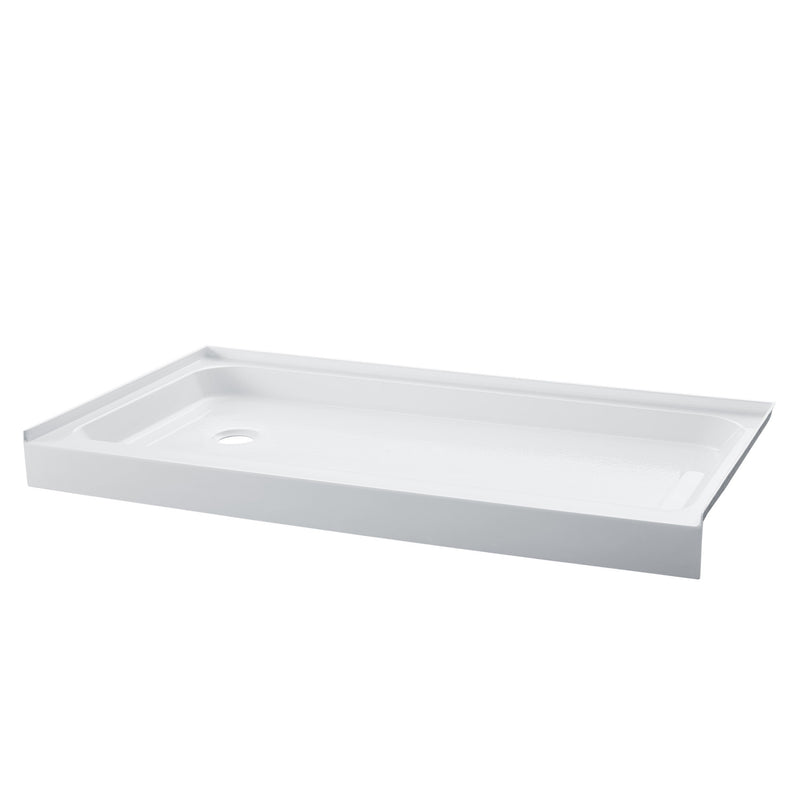 Voltaire 60" x 32" Acrylic White, Single-Threshold, Left-Hand Drain, Shower Base