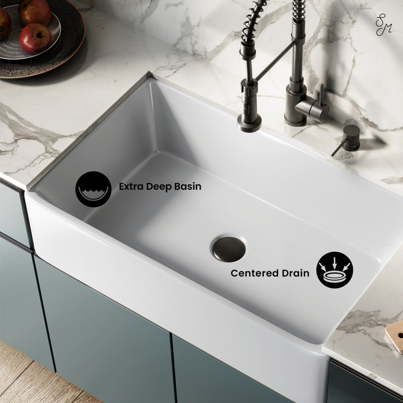 Elegance 33 x 20 Ceramic, Farmhouse Kitchen Sink