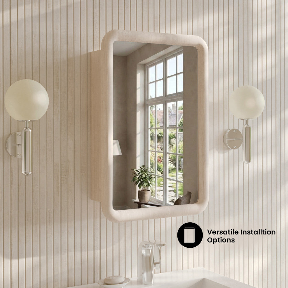 Plaisir 18 x 27 Recessed/Wall Mount Medicine Cabinet with Mirror in White Oak