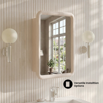 Plaisir 18 x 27 Recessed/Wall Mount Medicine Cabinet with Mirror in White Oak