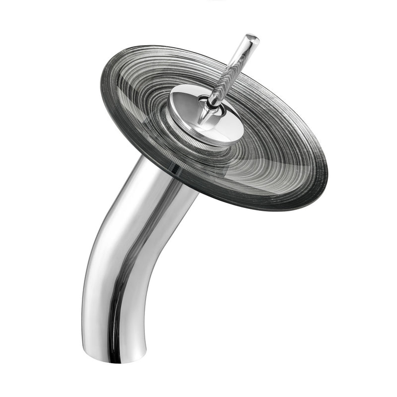 Cascade Rectangular Glass Vessel Sink with Faucet, Smoky Gray