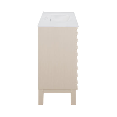 Cascade 36 in. White Oak Bathroom Vanity With White, 3-Hole Ceramic Sink Top