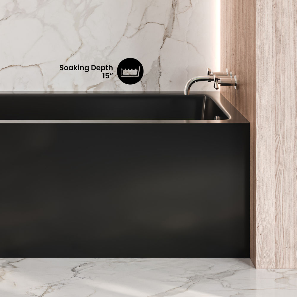 Voltaire 54 x 30 Skirted Right Drain Soaking Apron Bathtub in Glossy Black