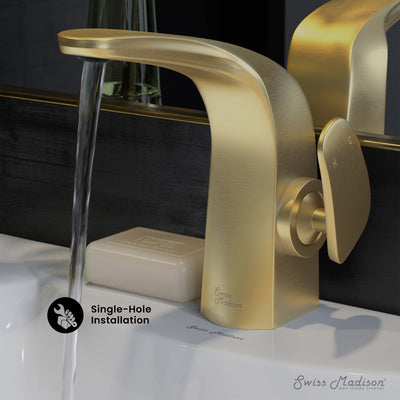 Chateau Single Hole, Single-Handle, Bathroom Faucet in Brushed Gold