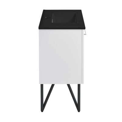 Annecy 36 in. White Bathroom Vanity With Black Ceramic Sink Top