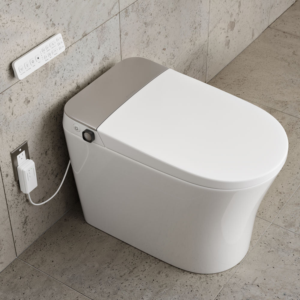 Hugo G Smart Toilet 12" Rough-in ADA Height in Glossy White with Integrated Tank, Auto Flush, Night Light