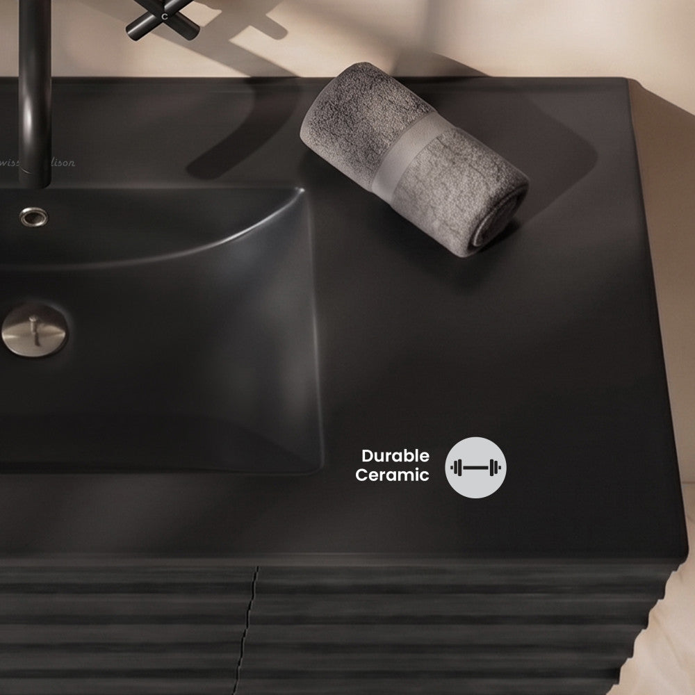 48" Zero Hole Vanity Sink Top in Matte Black