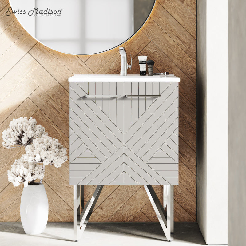 Annecy 24" Freestanding Bathroom Vanity in Greige with Sink Top