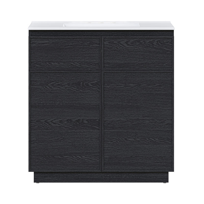 St. Tropez 36" Freestanding Bathroom Vanity in Black Oak with 3-Hole Widespread Sink Top