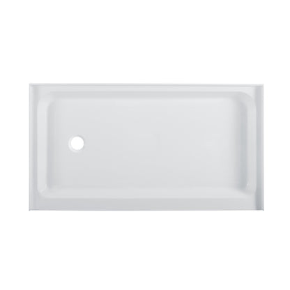 Voltaire 60" x 36" Acrylic White, Single-Threshold, Left-Hand Drain, Shower Base