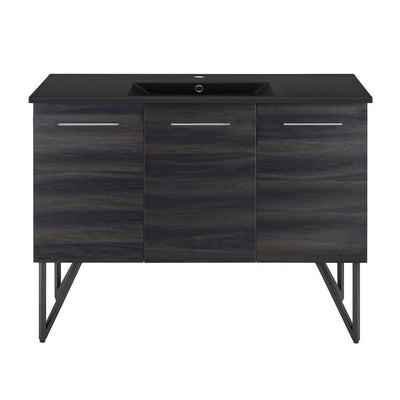 Annecy 48 in. Black Walnut Bathroom Vanity With Black Ceramic Sink Top