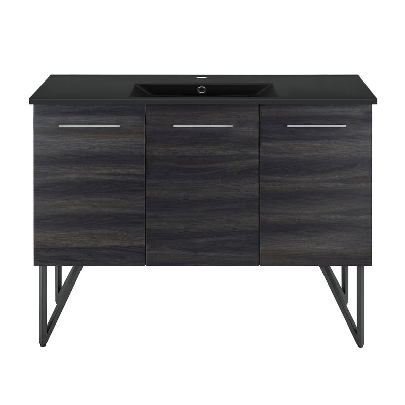 Annecy 48 in. Black Walnut Bathroom Vanity With Black Ceramic Sink Top