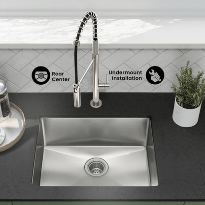 Rivage 23" 16 Gauge Stainless Steel Undermount Kitchen Sink in Polished Chrome
