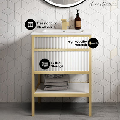 Cache 24" Freestanding Bathroom Vanity in White with Sink Top