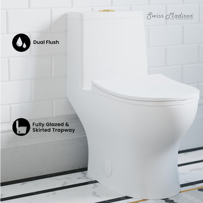 Ivy One Piece Toilet Dual Vortex™ Flush, Brushed Gold Hardware 1.1/1.6 gpf