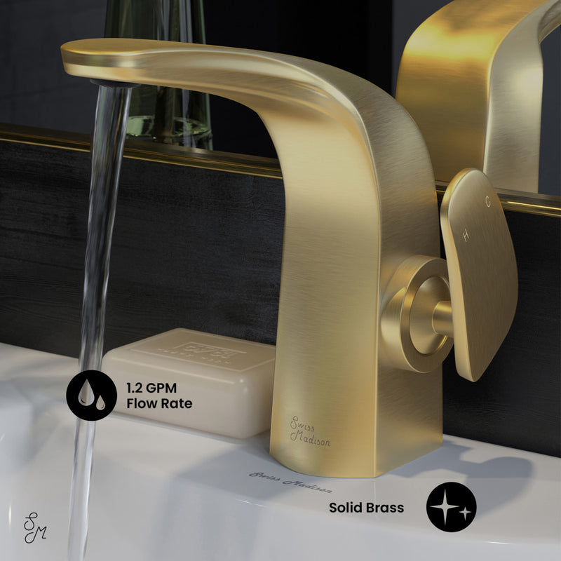 Chateau Single Hole, Single-Handle, Bathroom Faucet in Brushed Gold