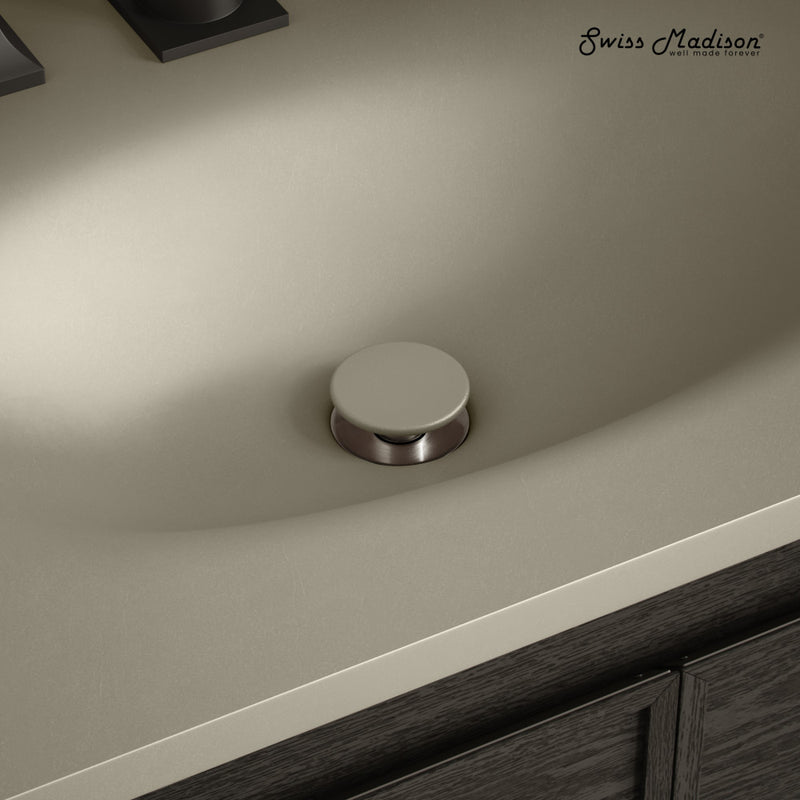 Lisse Concrete Bathroom Sink Non-Overflow Pop Up Drain in Matte Taupe