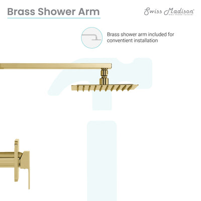 Concorde Single-Handle 1 Spray 8" Wall Mounted Fixed Shower Head in Brushed Gold (Valve Included)