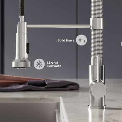 Nouvet Single Handle, Pull-Down Kitchen Faucet in Brushed Nickel