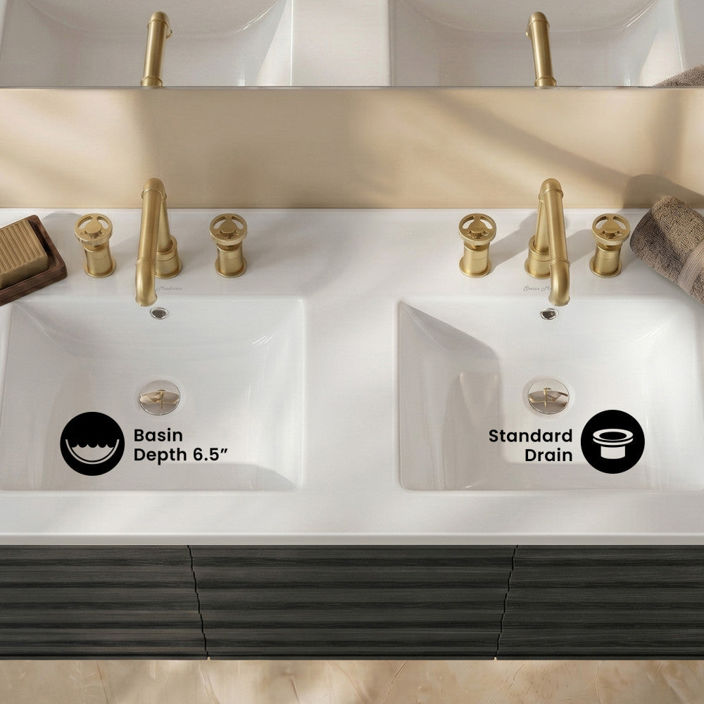 60 inch Vanity Top Bathroom Sink with 3 Holes