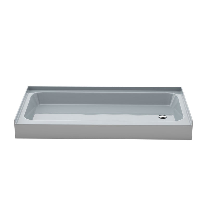 Voltaire 60 x 30 Shower Pan Base with Right Drain in Glossy Gray