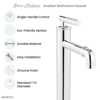 Avallon Single Hole, Single-Handle Sleek, High Arc Bathroom Faucet in Chrome