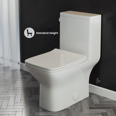 Carre One Piece Square Toilet Left Side Flush, 10" Rough-In 1.28 gpf