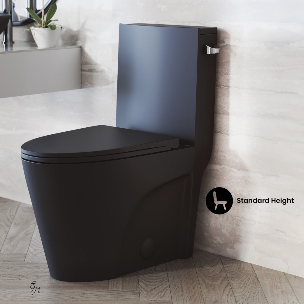 St. Tropez One-Piece 10" Rough-in 1.28 GPF Right-Hand Vortex Flush Elongated Toilet in Matte Black