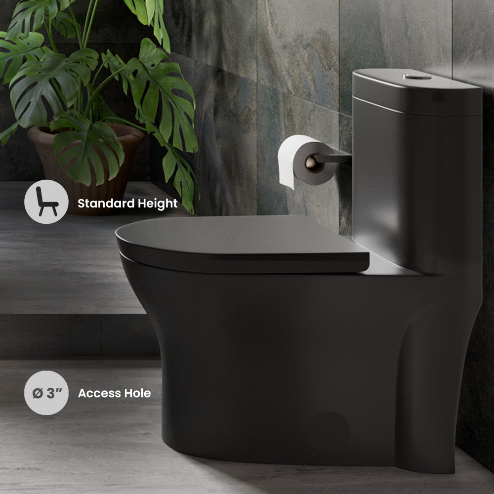 Monaco One-Piece Elongated Toilet Dual-Flush, Matte Black 1.1/1.6
