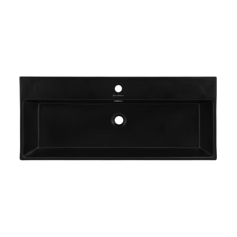 Claire 40" Rectangle Wall-Mount Bathroom Sink in Matte Black