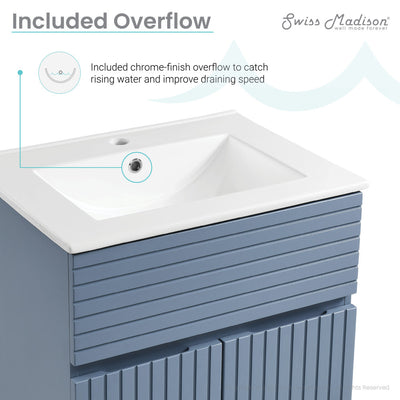 Bernay 24" Freestanding Bathroom Vanity in Blue Heather with Sink Top