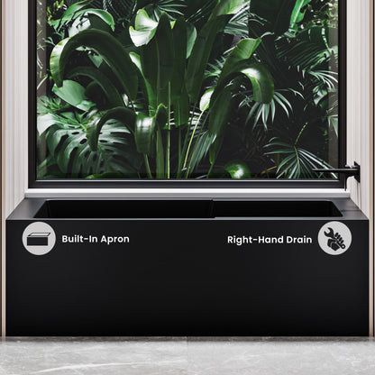 Voltaire 54" x 30" Right-Hand Drain Alcove Bathtub with Apron in Matte Black