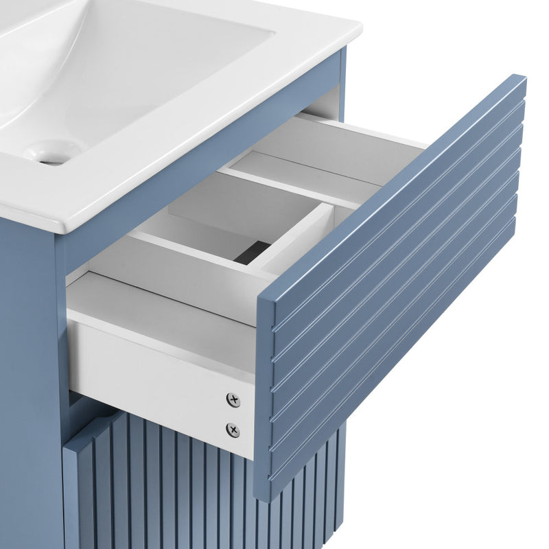 Bernay 24" Freestanding Bathroom Vanity in Blue Heather with Sink Top