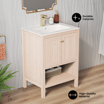 Château 24" Freestanding Bathroom Vanity in White Oak with Sink Top