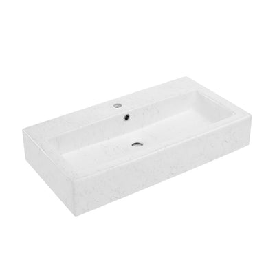 Voltaire Wide Rectangle Vessel Sink in Static Marble