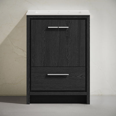 Virage 24" Freestanding Bathroom Vanity in Black Oak with 3-Hole Widespread Sink Top