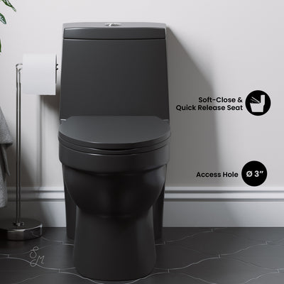 Virage One-Piece Elongated Toilet Vortex Dual-Flush 1.1/1.6 gpf, Matte Black