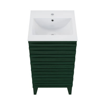 Cascade 18" Freestanding Bathroom Vanity in Green Oak with Sink Top