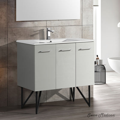 Annecy 36" Freestanding Bathroom Vanity in Gray with Sink Top