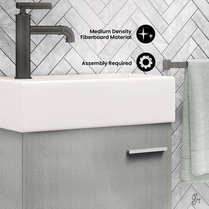 Colmer 18 Single, Brushed Gray, One Cabinet, Bathroom Vanity