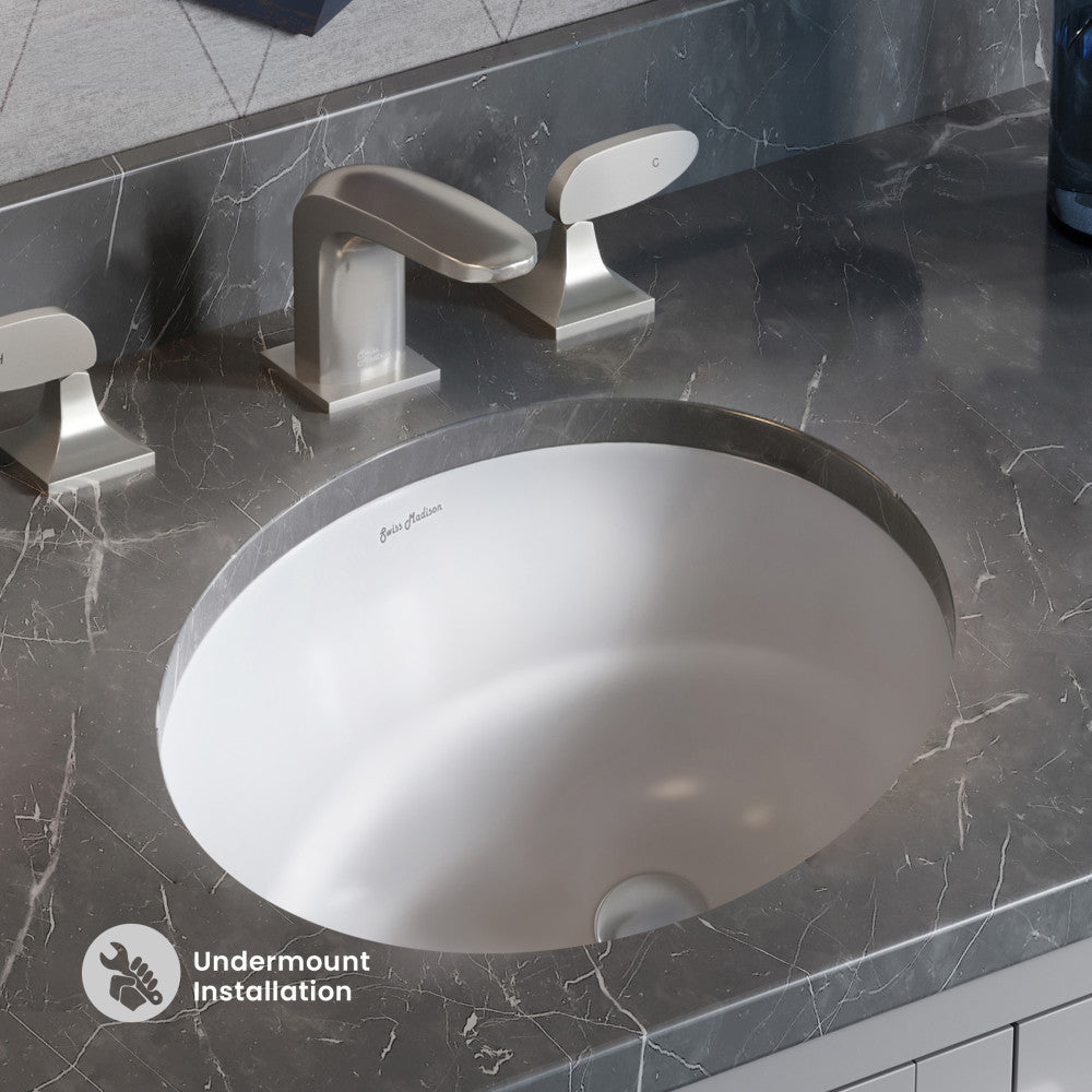 Monaco 16" Ceramic Undermount Bathroom Sink in Glossy White