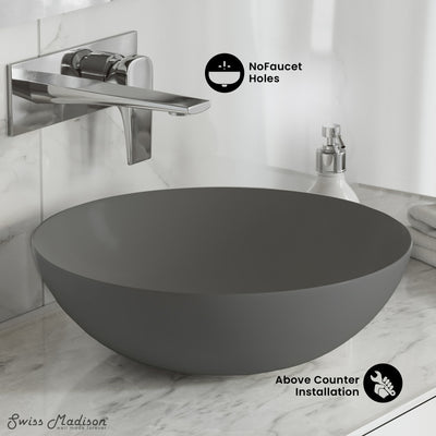 Classe 16 Color Ceramic Sink in Matte Grey