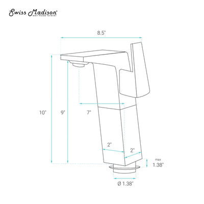Carre Single Hole, Single-Handle, High Arc Bathroom Faucet in Matte Black