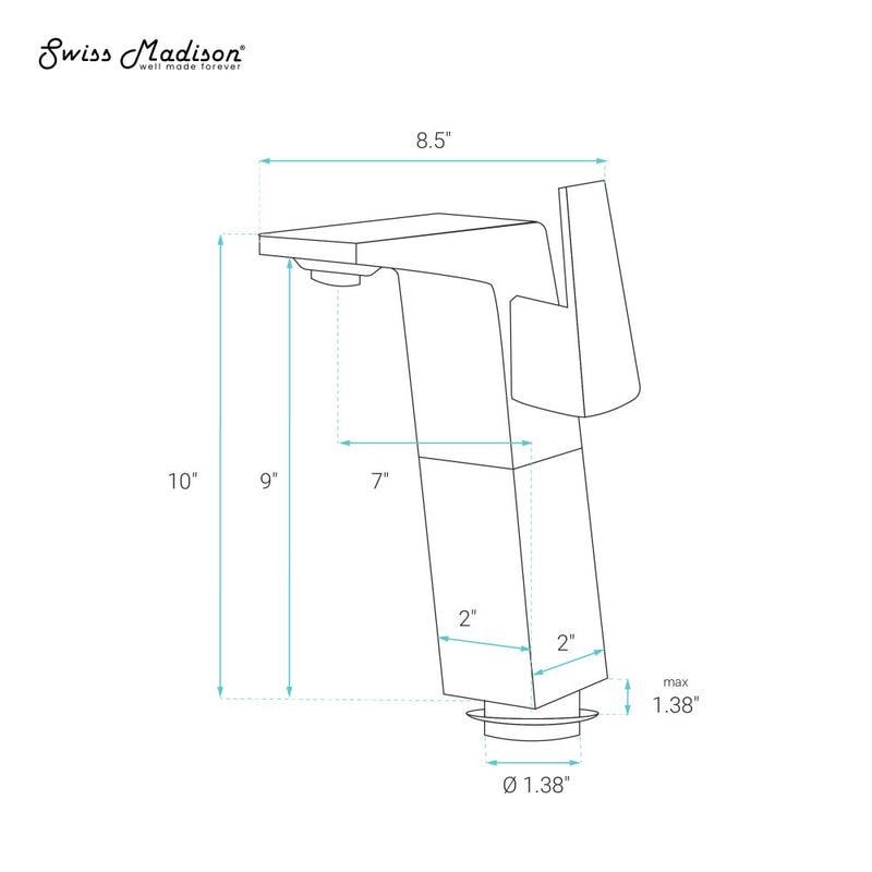 Carre Single Hole, Single-Handle, High Arc Bathroom Faucet in Matte Black
