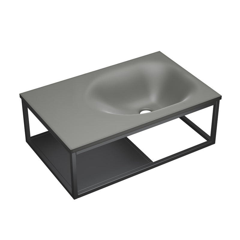 Lisse 24" Rectangle Concrete Wall-Mount Bathroom Sink in Dark Grey