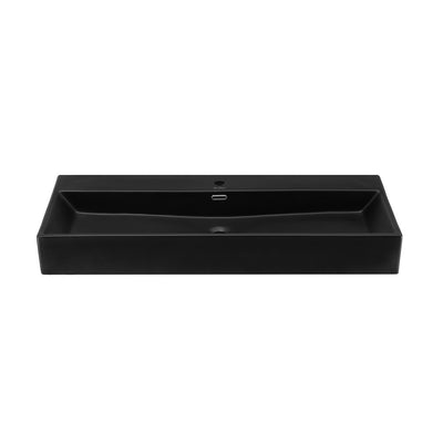 Claire 40" Rectangle Wall-Mount Bathroom Sink in Matte Black