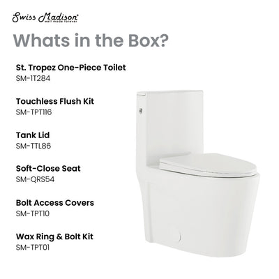 St. Tropez One-Piece Elongated Toilet, Touchless 1.1/1.6 gpf