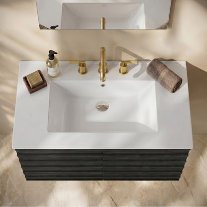30" 3-Hole Centerset Vanity Sink Top in Glossy White